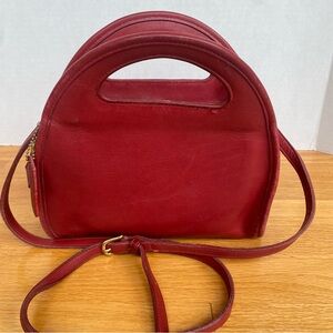 Vintage Coach Red carousel half-moon leather handbag
